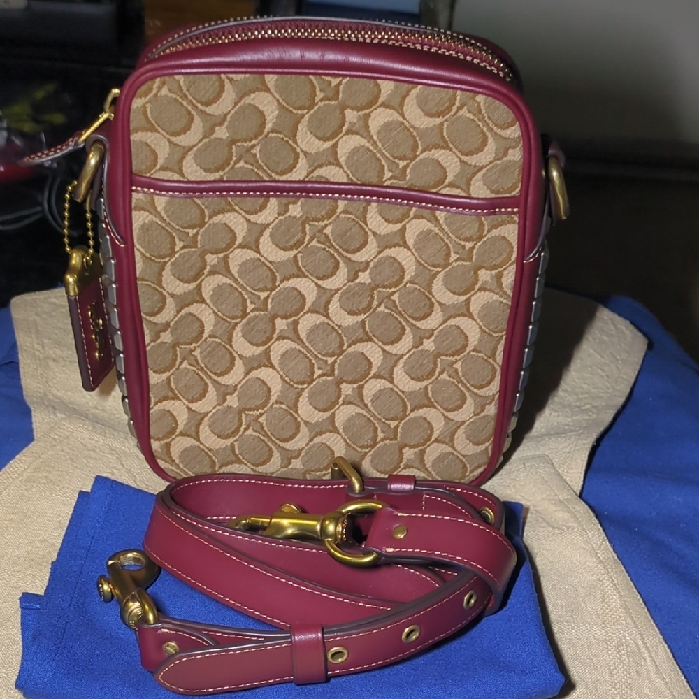 Coach Max 1941 Edition crossbody  Signature Jacquard With Pyramid Rivets $275 - Picture 2 of 13